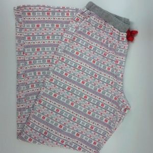 ⭐3/$30 Christmas Cuddl Duds Cotton Blend Pajama Pants Red Gray M Snowflake